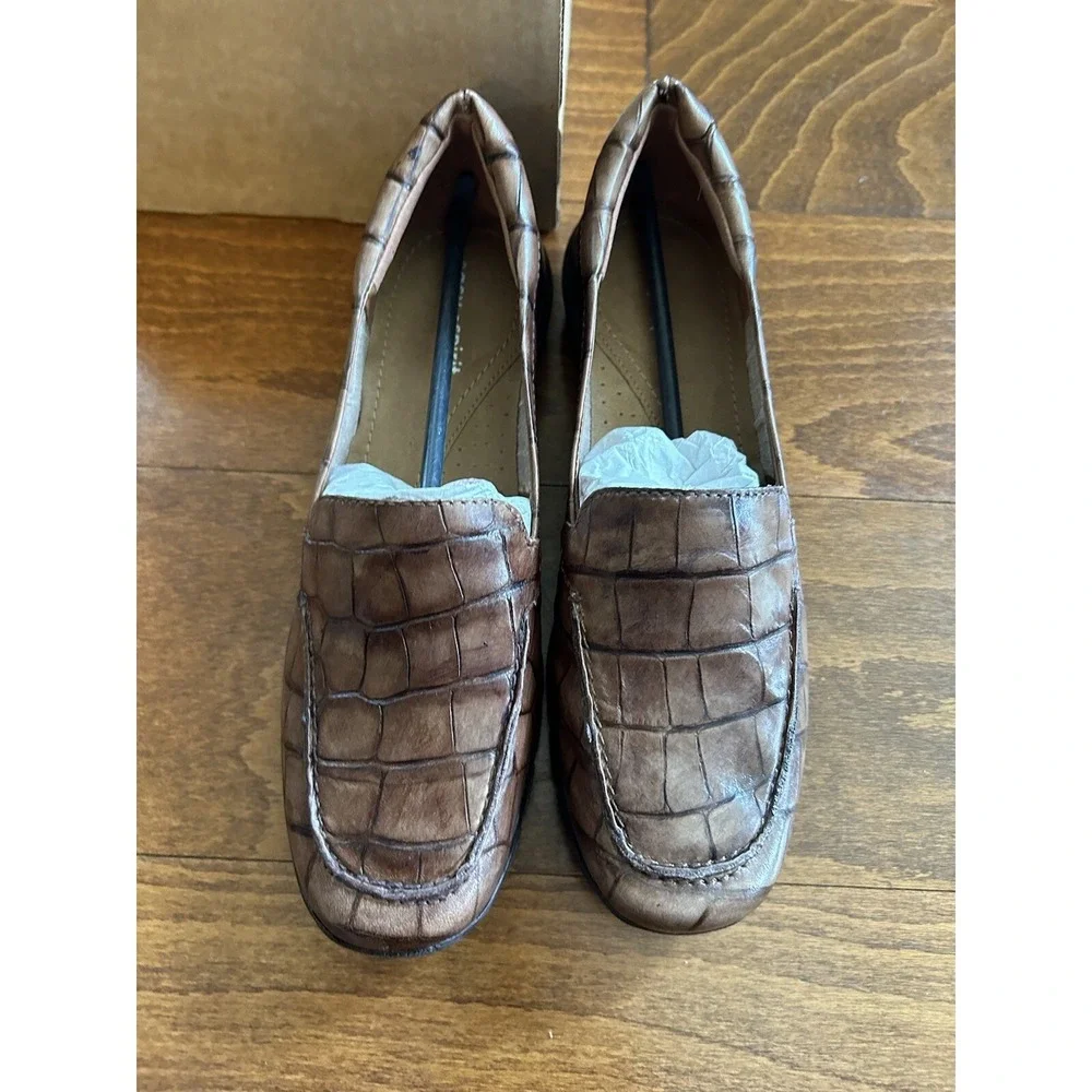 Easy Spirit Womens‎ 6 M Abide Croco Print Casual Flats Loafers  Womens Brown NEW